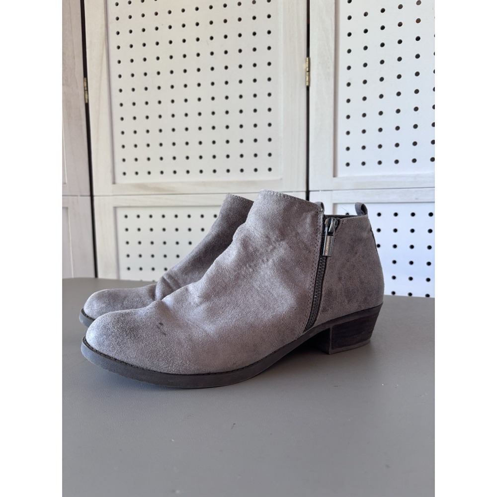 Carlos by Carlos Santana Grey Taupe Faux Suede Ankle Booties Womens 10M Side Zip